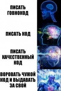 Писать говнокод Писать код Писать качественный код Воровать чужой код и выдавать за свой