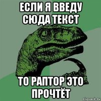 если я введу сюда текст то раптор это прочтёт