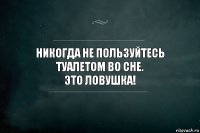 Никогда не пользуйтесь туалетом во сне.
Это ловушка!