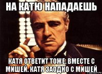 на катю нападаешь катя ответит тоже. вместе с мишей. катя заодно с мишей