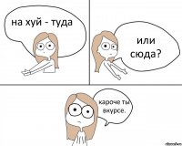 на хуй - туда или сюда? кароче ты вкурсе.