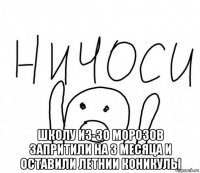  школу из-зо морозов запритили на 3 месяца и оставили летнии коникулы