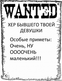 ХЕР БЫВШЕГО ТВОЕЙ ДЕВУШКИ Особые приметы: Очень, НУ ООООЧЕНЬ маленький!!!