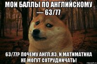 мои баллы по английскому — 63/77 63/77? почему англ.яз. и матиматика не могут сотрудничать!