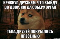 крикнул друзьям, что выйду во двор, когда соберу орган тела друзей покрылись плесенью