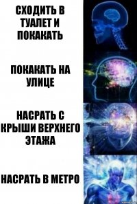 Сходить в туалет и покакать Покакать на улице Насрать с крыши верхнего этажа Насрать в метро