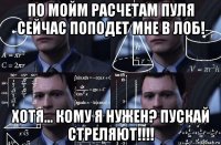 по мойм расчетам пуля сейчас поподет мне в лоб! хотя... кому я нужен? пускай стреляют!!!!