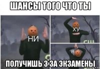 шансы того что ты получишь 3 за экзамены