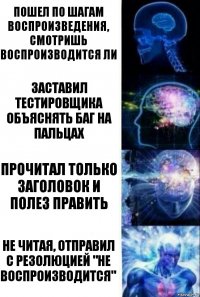 пошел по шагам воспроизведения, смотришь воспроизводится ли Заставил тестировщика объяснять баг на пальцах Прочитал только заголовок и полез править Не читая, отправил с резолюцией "не воспроизводится"