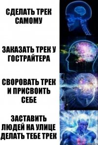 Сделать трек самому Заказать трек у гострайтера Своровать трек и присвоить себе Заставить людей на улице делать тебе трек