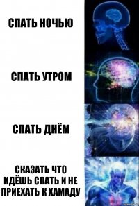 Спать ночью Спать утром Спать днём Сказать что идёшь спать и не приехать к Хамаду