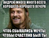 андрею много много всего хорошего, хорошего вечера чтоб сбывались мечты, чтобы счастлив был ты