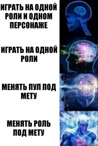 Играть на одной роли и одном персонаже Играть на одной роли Менять пул под мету Менять роль под мету