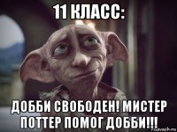 11 класс: добби свободен! мистер поттер помог добби!!!