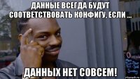 данные всегда будут соответствовать конфигу, если ... данных нет совсем!