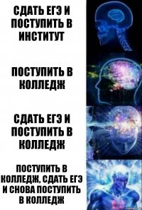 Сдать ЕГЭ и поступить в институт Поступить в колледж Сдать ЕГЭ и поступить в колледж Поступить в колледж, сдать ЕГЭ и снова поступить в колледж