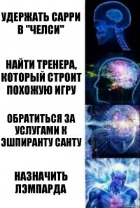 Удержать Сарри в "Челси" Найти тренера, который строит похожую игру Обратиться за услугами к Эшпиранту Санту Назначить Лэмпарда