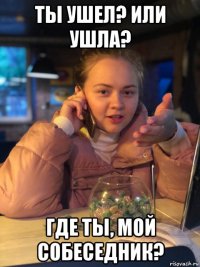 ты ушел? или ушла? где ты, мой собеседник?