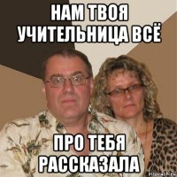 нам твоя учительница всё про тебя рассказала