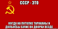 ссср - это когда на потолке тараканы и долбоёбы бухие во дворах везде