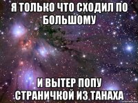 я только что сходил по большому и вытер попу страничкой из танаха