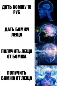 Дать бомжу 10 руб Дать бомжу леща Получить леща от бомжа Получить бомжа от леща