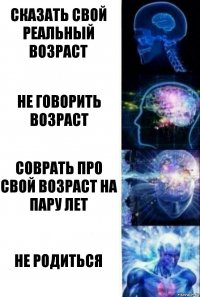 сказать свой реальный возраст не говорить возраст соврать про свой возраст на пару лет не родиться