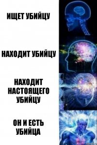 Ищет убийцу Находит убийцу Находит настоящего убийцу он и есть убийца