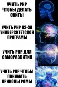 учить php чтобы делать сайты учить php из-за университетской програмы учить php для саморазвития учить php чтобы понимать приколы ромы