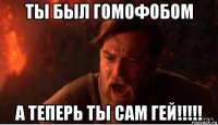 ты был гомофобом а теперь ты сам гей!!!!!