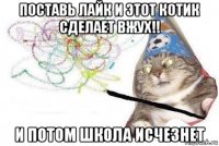 поставь лайк и этот котик сделает вжух!! и потом школа исчезнет