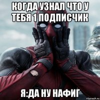 когда узнал что у тебя 1 подписчик я:да ну нафиг