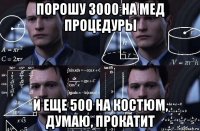 порошу 3000 на мед процедуры и еще 500 на костюм, думаю, прокатит