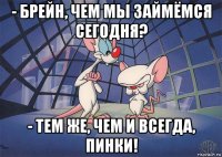 - брейн, чем мы займёмся сегодня? - тем же, чем и всегда, пинки!