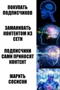 покупать подписчиков заманивать контентом из сети подписчики сами приносят контент жарить сосиски