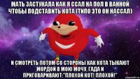 мать застукала как я ссал на пол в ванной чтобы подставить кота (типо это он нассал) и смотреть потом со стороны как кота тыкают мордой в мою мочу, гада и приговаривают:"плохой кот! плохой!"