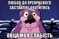 любов до прекрасного заставляє охотитись овца моя слабість