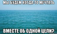 мы будем когда-то мечтать вместе об одной цели?