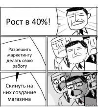 Рост в 40%! Разрешить маркетингу делать свою работу Скинуть на них создание магазина