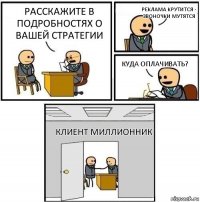 Расскажите в подробностях о вашей стратегии Реклама крутится - звоночки мутятся Куда оплачивать? Клиент миллионник