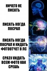 Ничего не писать Писать когда посрал Писать когда посрал и кидать фотоотчет в ЛС сразу кидать всем фото как срешь