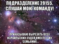 подразделение 29155, слушай мою команду! приказываю вырезать всех израильских судей вместе с их семьями!