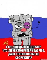  а вы что, даже телевизор что-ли не смотрите? у вас что, даже телевизорная не сооружена?