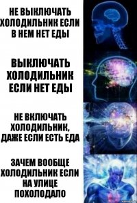 не выключать холодильник если в нем нет еды выключать холодильник если нет еды не включать холодильник, даже если есть еда зачем вообще холодильник если на улице похолодало