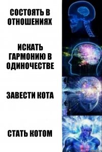 Состоять в отношениях Искать гармонию в одиночестве Завести кота Стать котом