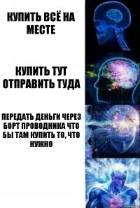 Купить всё на месте Купить тут отправить туда Передать деньги через борт проводника что бы там купить то, что нужно 