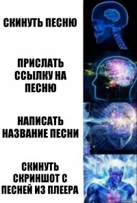 Скинуть песню Прислать ссылку на песню Написать название песни Скинуть скриншот с песней из плеера