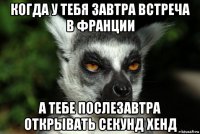 когда у тебя завтра встреча в франции а тебе послезавтра открывать секунд хенд