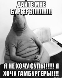 дайте мне бургеры!!!!!!!!!! я не хочу супы!!!!! я хочу гамбургеры!!!!