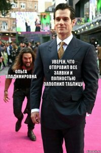 уверен, что отправил все заявки и полностью заполнил таблицу Ольга Владимировна